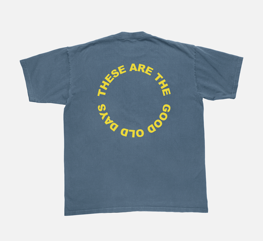 Good Old Days Tee Vintage Blue and Yellow